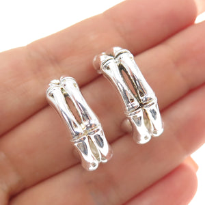 ECCLISSI 925 Sterling Silver Vintage Bamboo Hoop Earrings