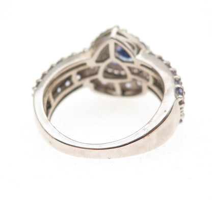 Chuck Clemency 925 Sterling Silver Real Tanzanite & White Topaz Ring Size 7