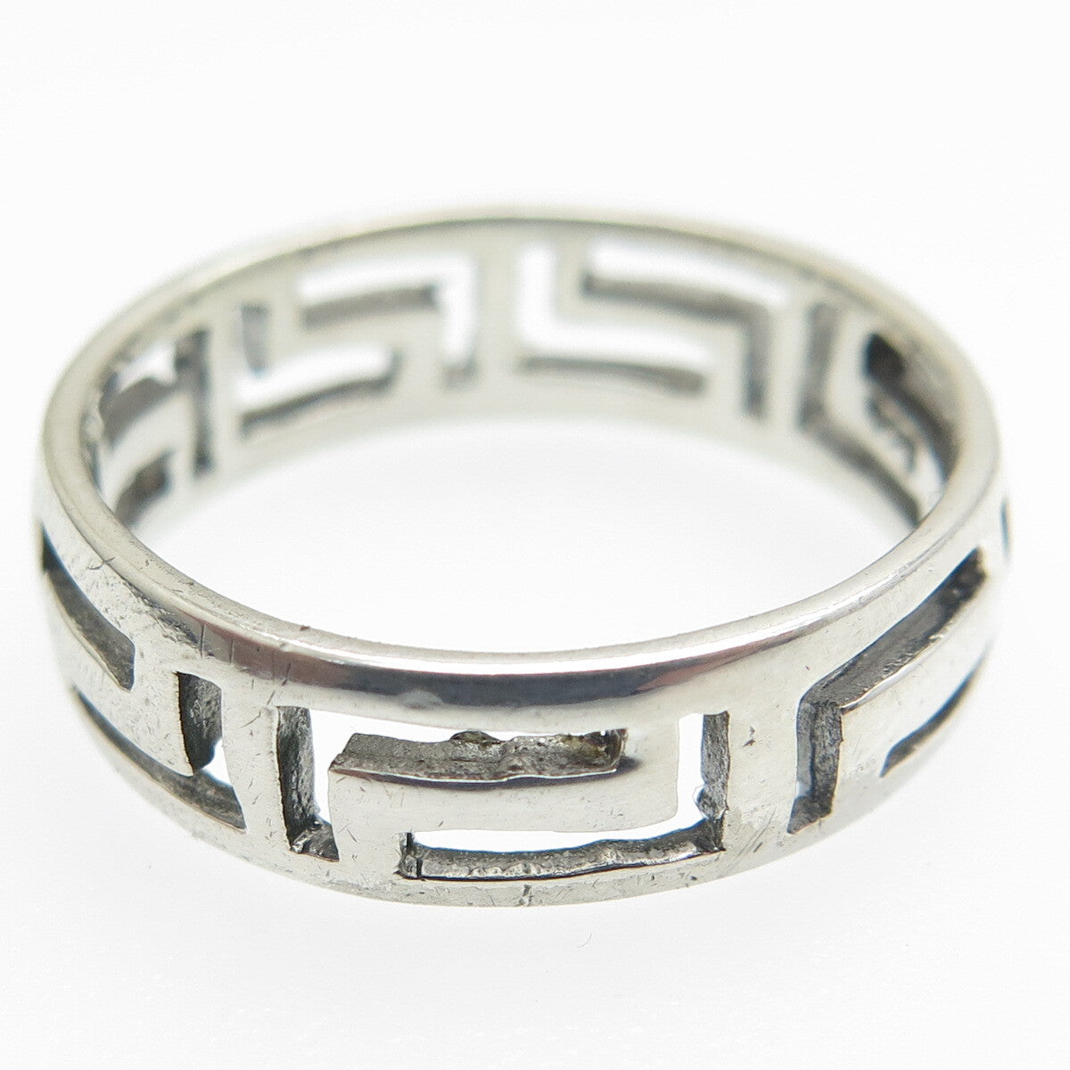 925 Sterling Silver Vintage Greek Maze Band Ring Size 8.75