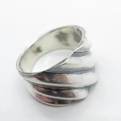 925 Sterling Silver Vintage Handmade Ripped Twisted Ring Size 8.25