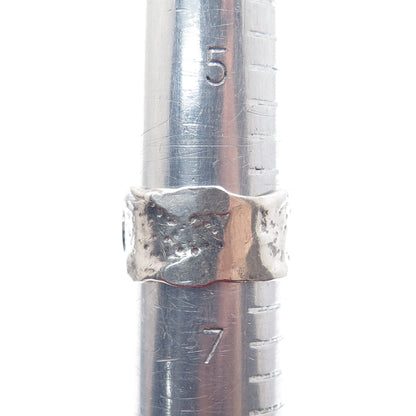 925 Sterling Silver Vintage Real Clear Quartz Modernist Band Ring Size 6.5