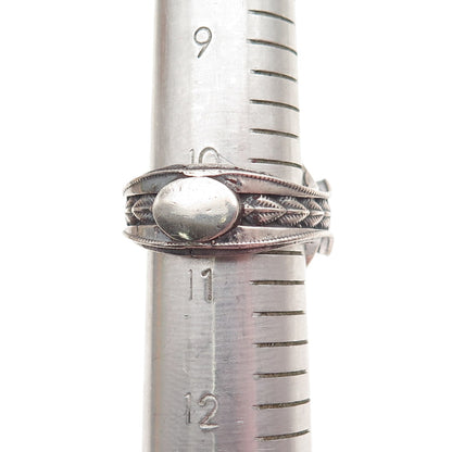 Old Pawn 925 Sterling Silver Vintage Southwestern Agate Tribal Ring Size 10.75