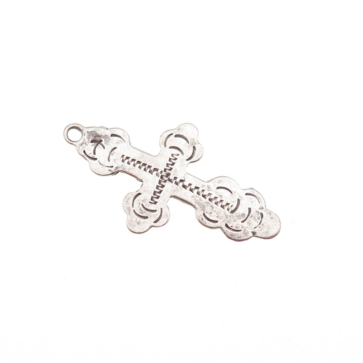 84 Silver Antique Orthodox Cross Oxidized Charm Pendant