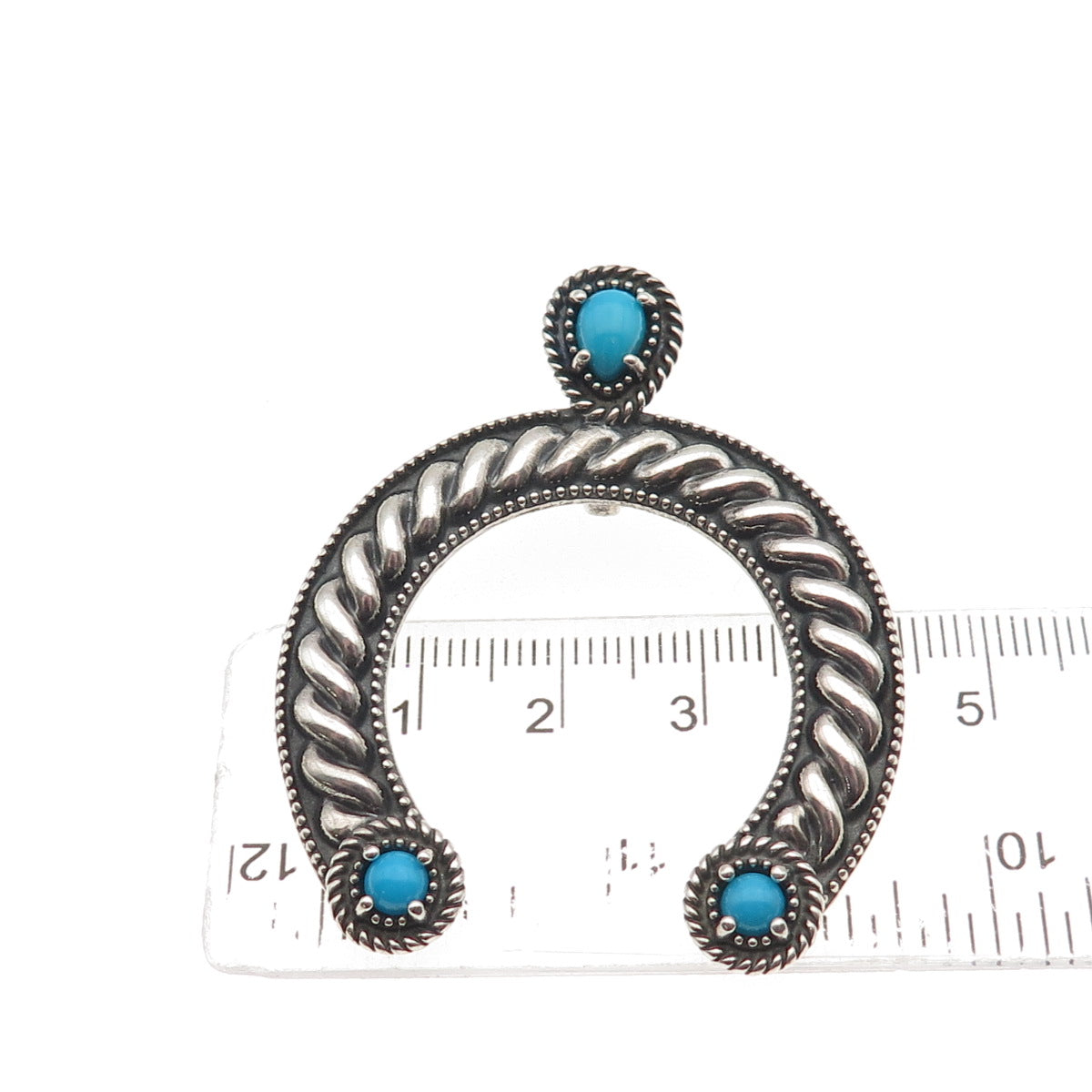 Carolyn Pollack AW Old Pawn 925 Sterling Vintage Turquoise Naja Overlay Pendant