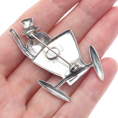 JEWELART 925 Sterling Silver Vintage Man in the Carriage Pin Brooch