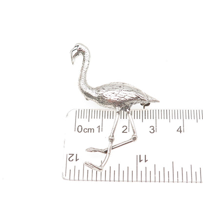 925 Sterling Silver Vintage Flamingo Oxidized Pin Brooch