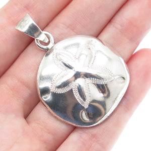 925 Sterling Silver Vintage Sand Dollar Oxidized Charm Pendant