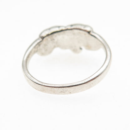 925 Sterling Silver Vintage Elephant Couple Oxidized Ring Size 7