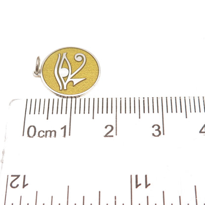 925 Sterling Silver Yellow Enamel Egyptian Eye of Horus Charm Pendant