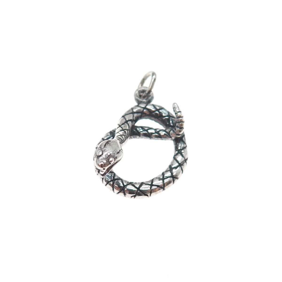 925 Sterling Silver Vintage Snake Oxidized Minimalist Charm Pendant