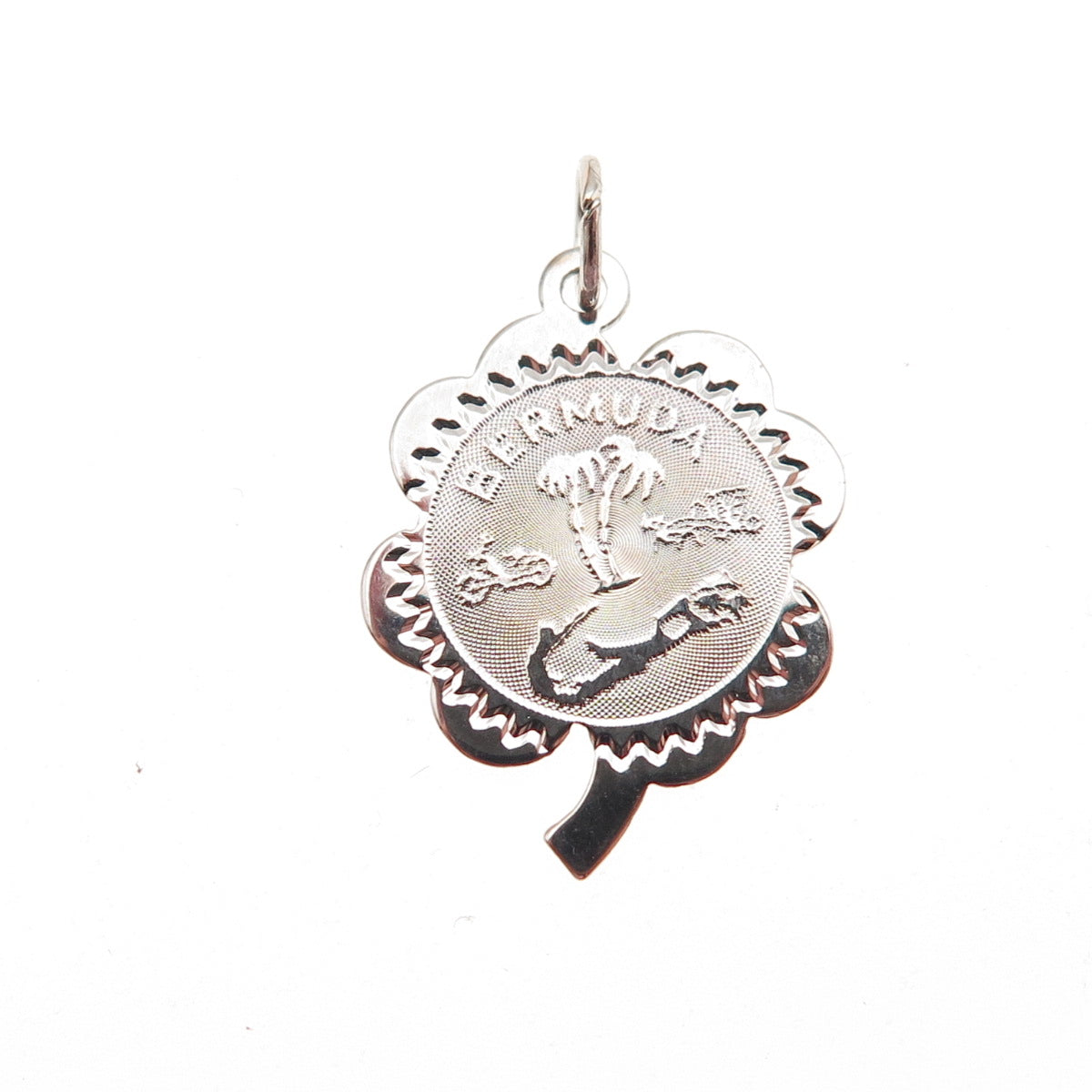 CREA 925 Sterling Silver Vintage Bermuda Clover Good Luck Mini Charm Pendant