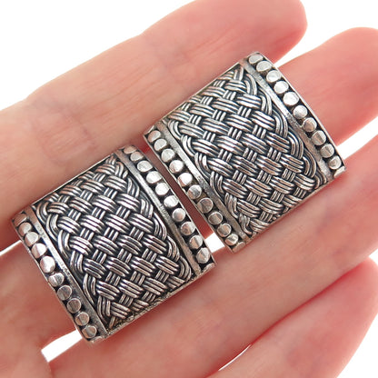 SUARTI BALI 925 Sterling Silver Vintage Woven Oxidized Clip On Earrings