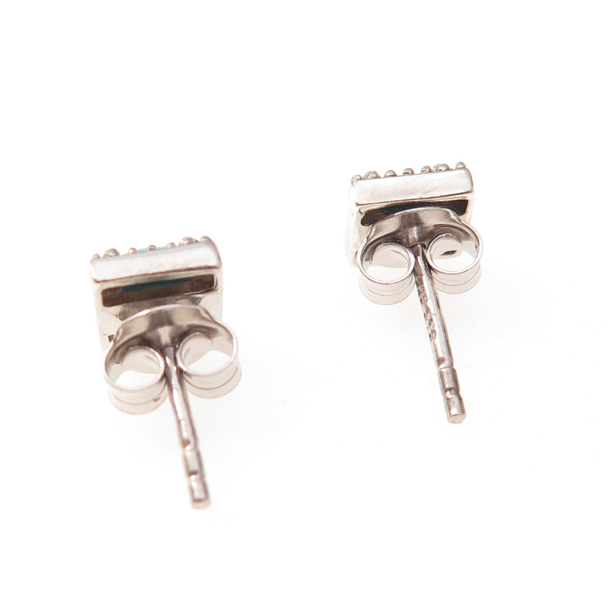 Chuck Clemency 925 Sterling Silver Vintage Real Turquoise Stud Earrings
