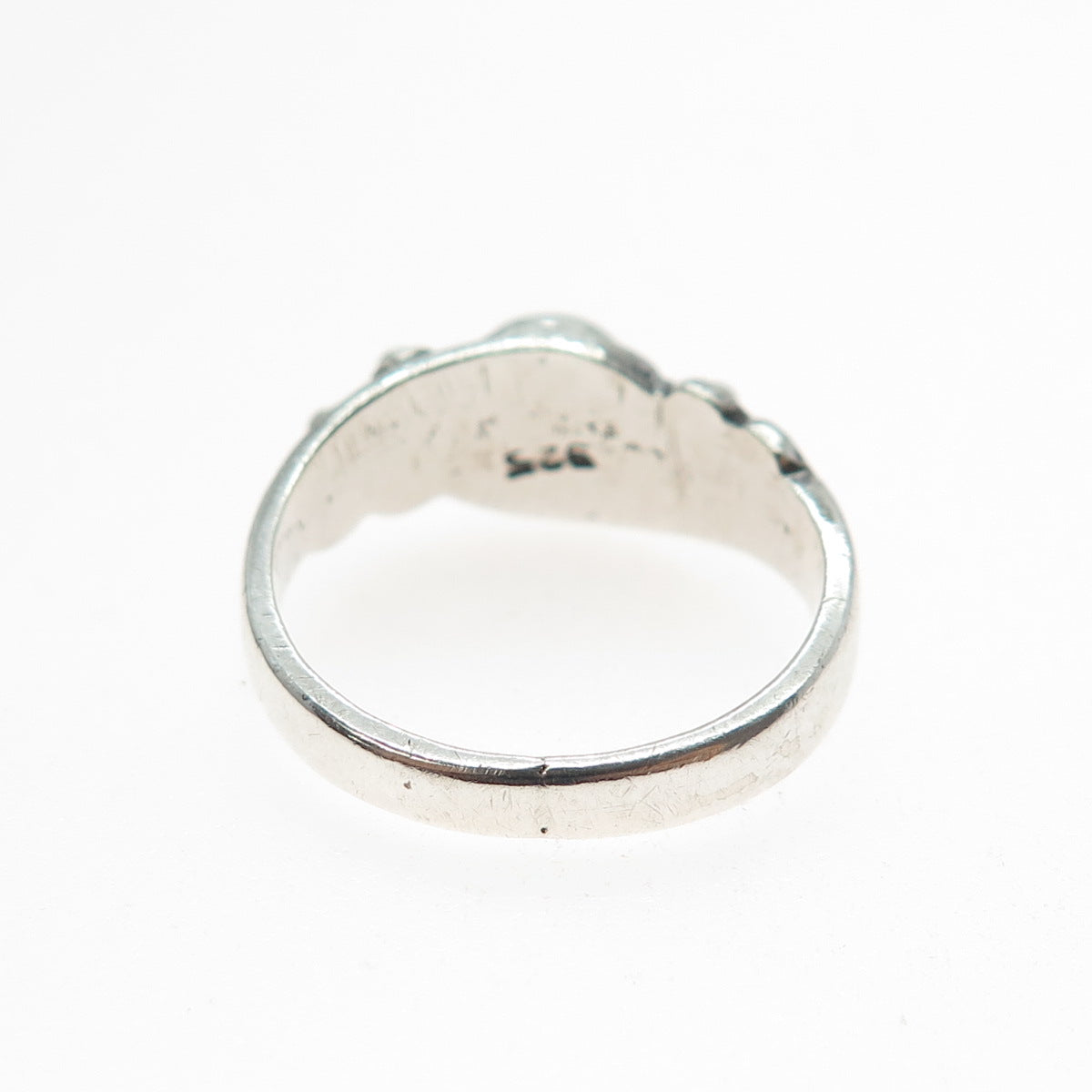 925 Sterling Silver Vintage Real Amethyst Beaded Oxidized Ring Size 9