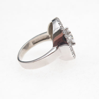 925 Sterling Silver Round-Cut C Z Sparkle Ring Size 6.75