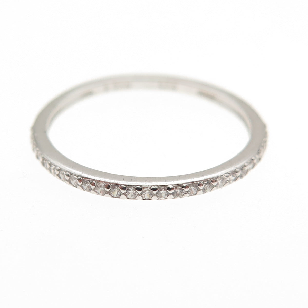925 Sterling Silver Round-Cut C Z Half Eternity Stackable Band Ring Size 6