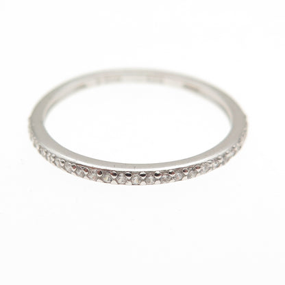 925 Sterling Silver Round-Cut C Z Half Eternity Stackable Band Ring Size 6