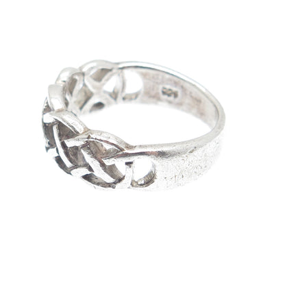 925 Sterling Silver Vintage Celtic Knot Oxidized Ring Size 8.75
