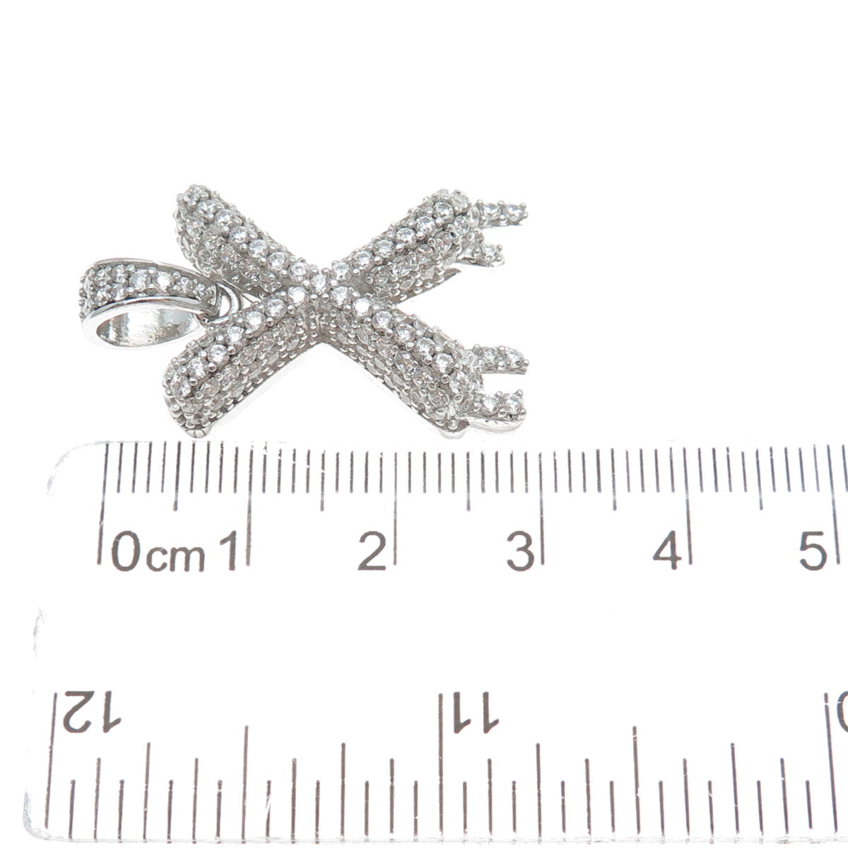 925 Sterling Silver Round-Cut C Z Sparkle Melted Letter X Initial Charm Pendant