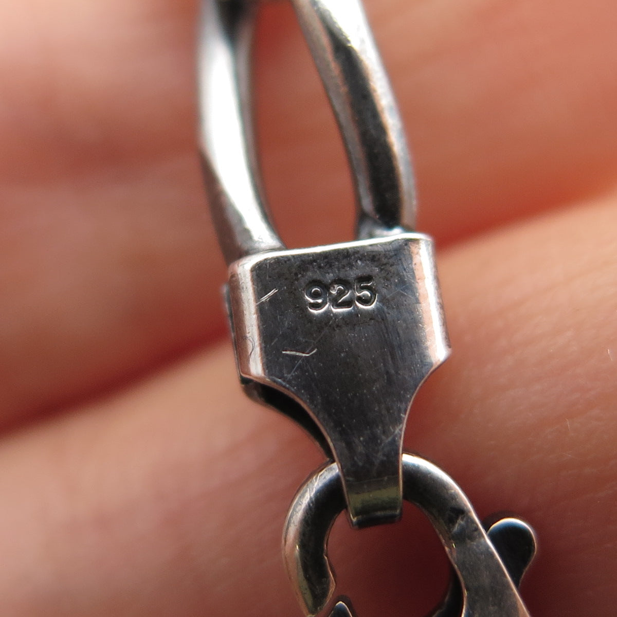 925 Sterling Silver Vintage Italy Paperclip Curb Link Oxidized Bracelet 7"