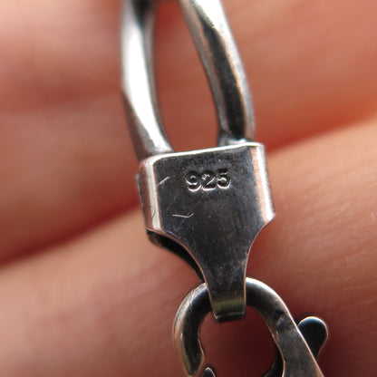 925 Sterling Silver Vintage Italy Paperclip Curb Link Oxidized Bracelet 7"