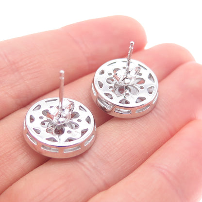 925 Sterling Silver Tapered Baguette & Round-Cut C Z Stud Earrings