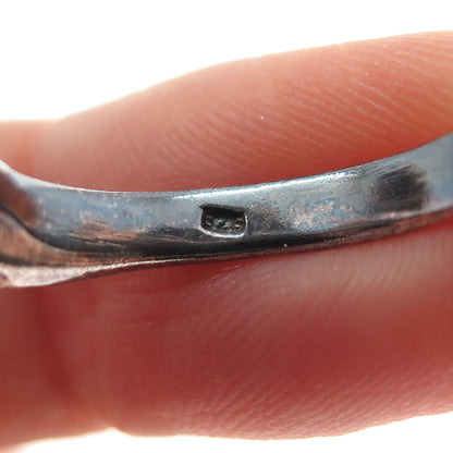 925 Sterling Silver Vintage Modernist Bypass Oxidized Ring Size 8