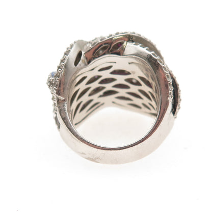 Jacmel Mauritius 925 Sterling Silver Round-Cut Multi-Color C Z Ring Size 6.25