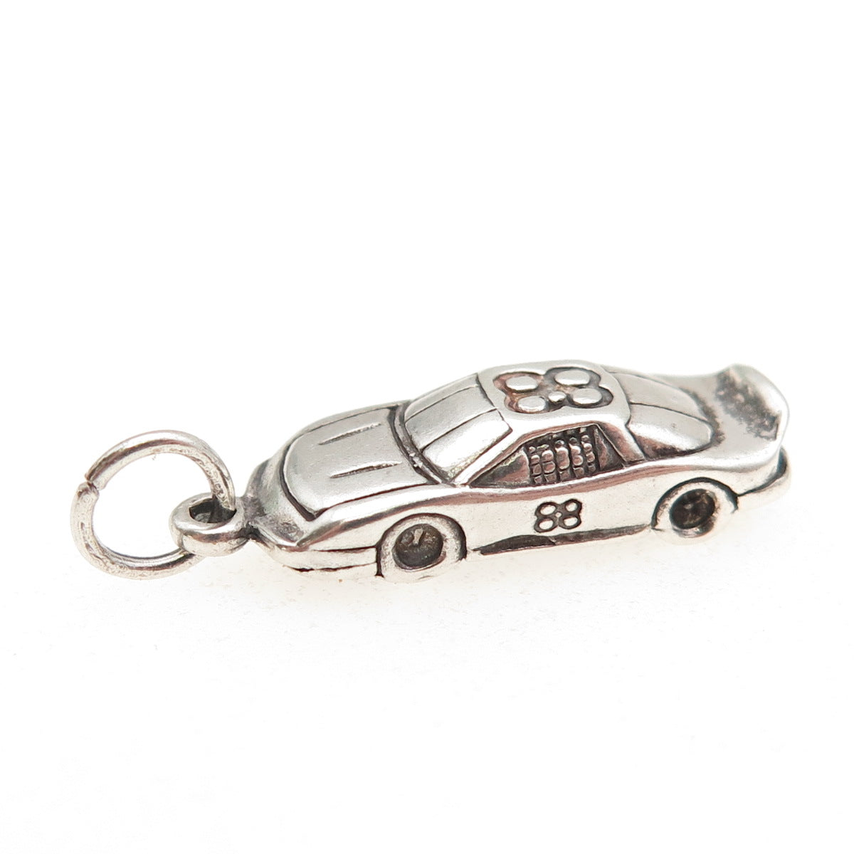 SUNWEST 925 Sterling Silver Vintage Number 88 Race Car Oxidized Charm Pendant