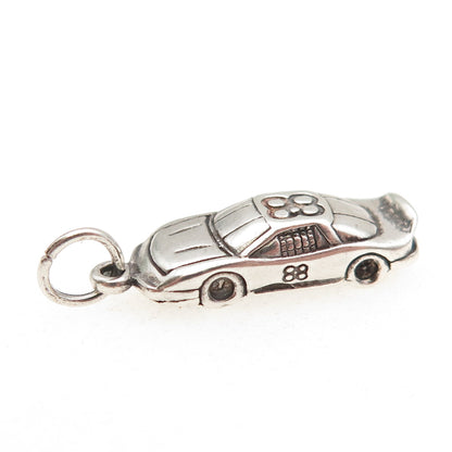 SUNWEST 925 Sterling Silver Vintage Number 88 Race Car Oxidized Charm Pendant