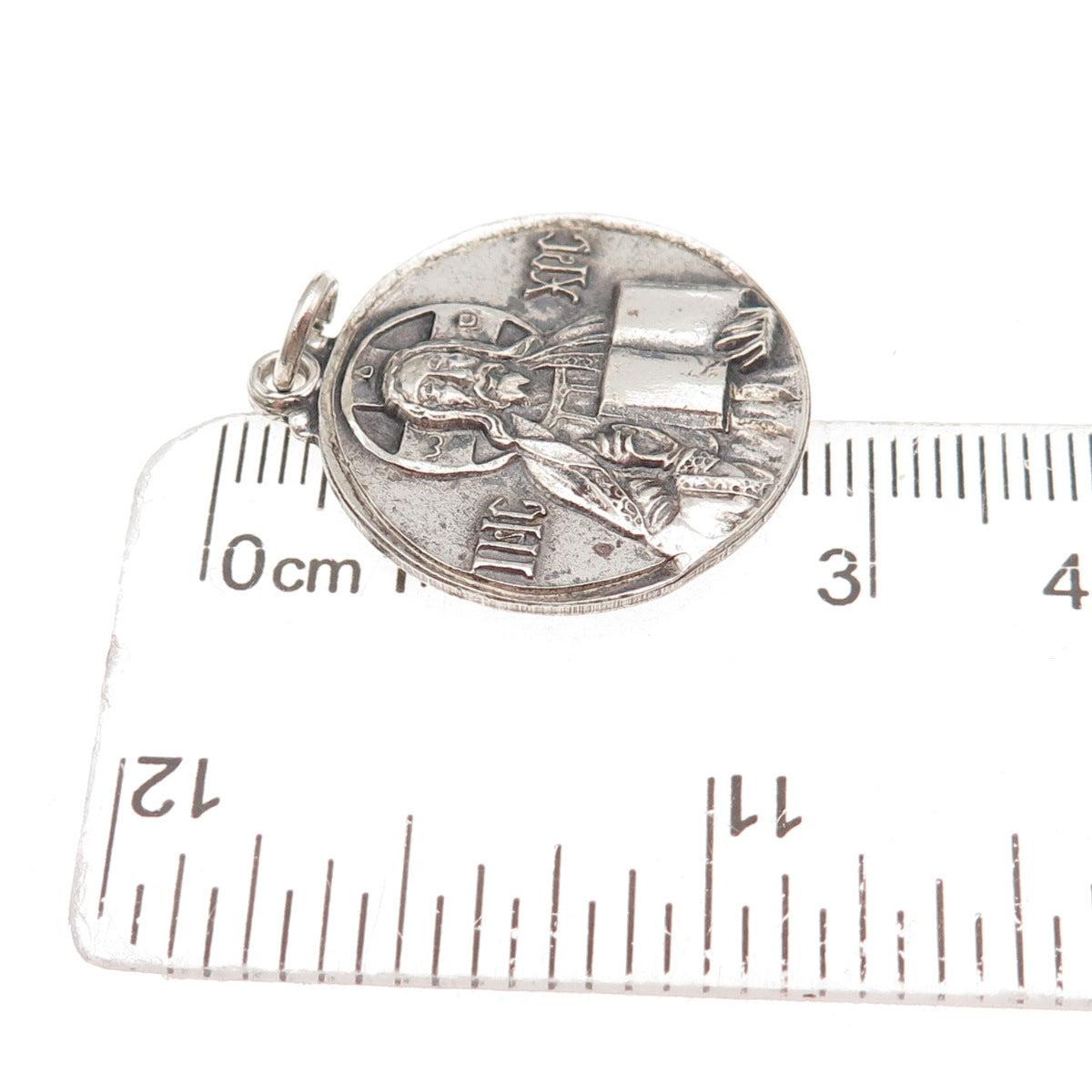 925 Sterling Silver Antique Art Deco Jesus Orthodox Medal Charm Pendant