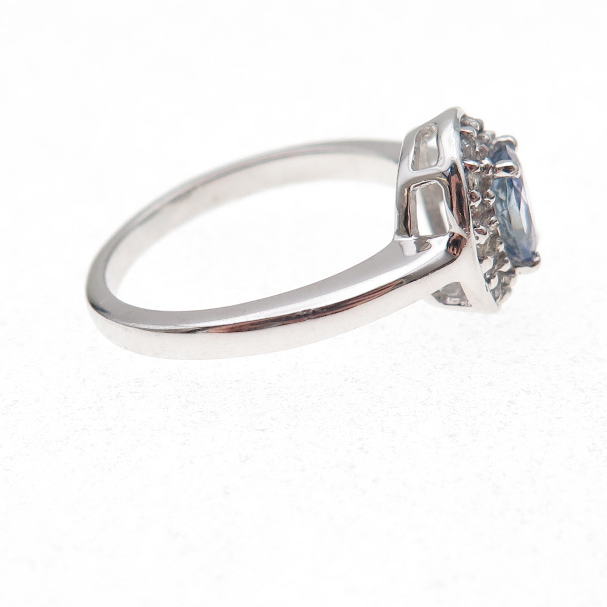 925 Sterling Silver Real Tanzanite & White Topaz Ring Size 8