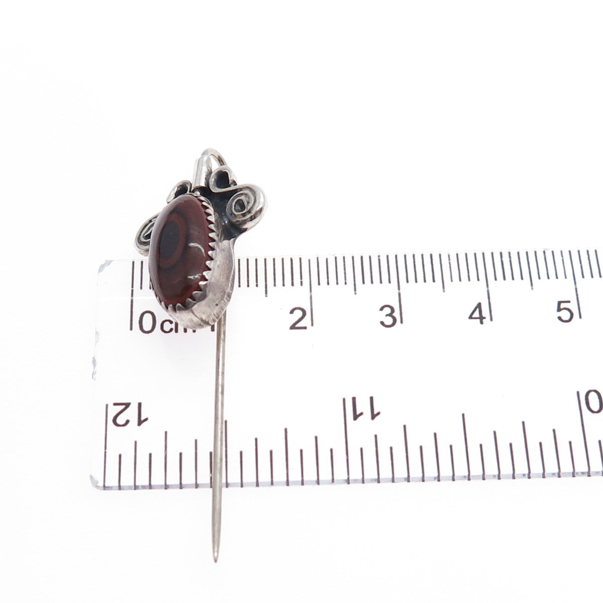 Old Pawn 925 Sterling Silver Vintage Southwestern Red Agate Tribal Lapel Pin