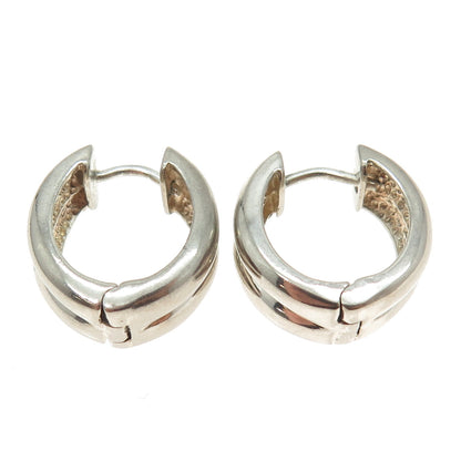 925 Sterling Silver Vintage Puffy Ribbed Hoop Earrings