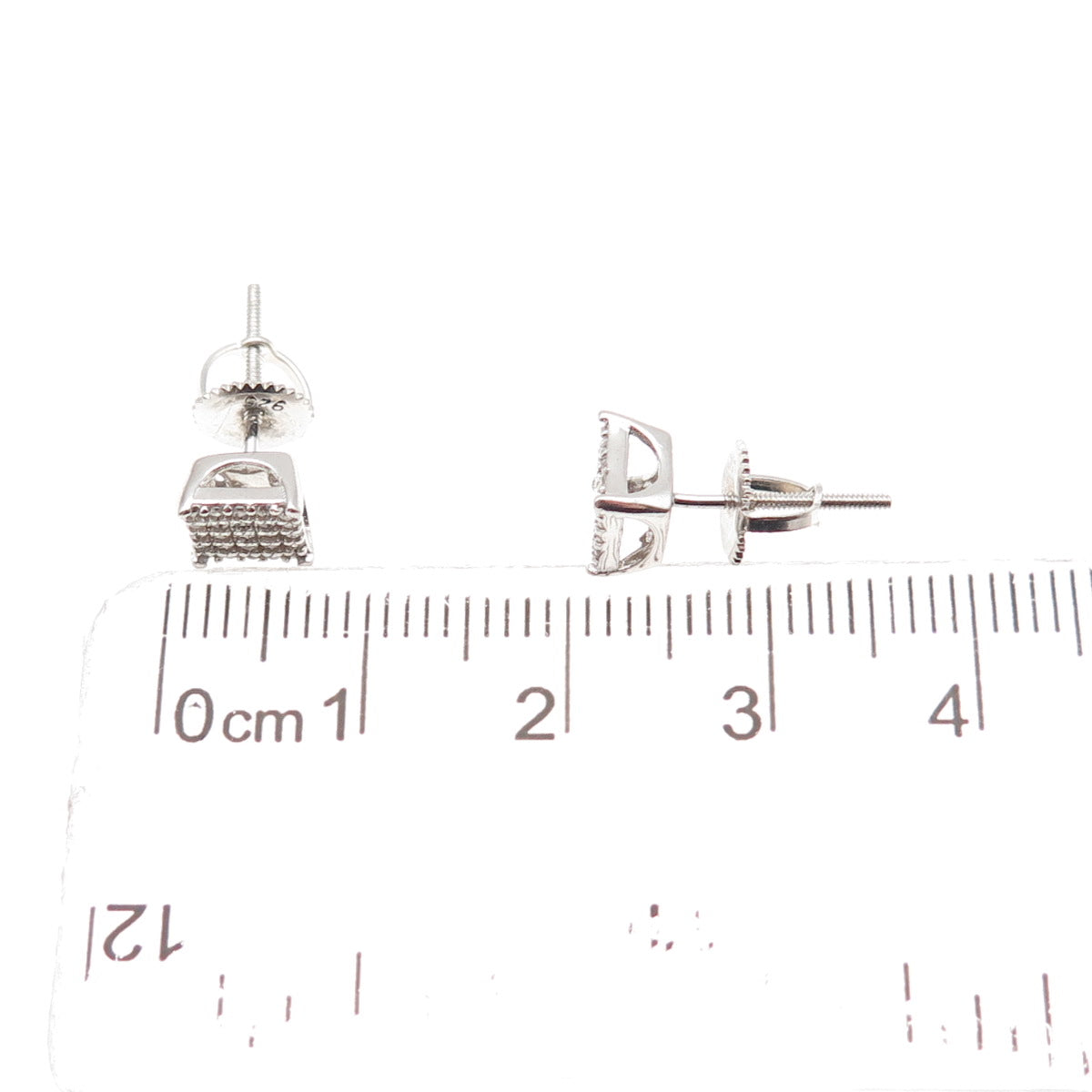 925 Sterling Silver Round-Cut C Z Stud Earrings