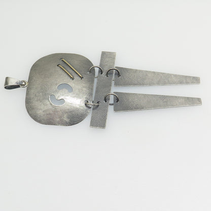 925 Sterling Silver Vintage Modernist Oxidized Pendant