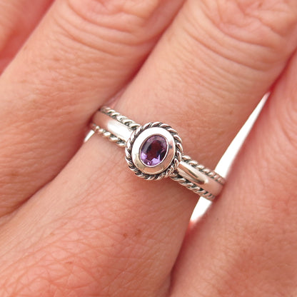 CNA Pranda 925 Sterling Silver Vintage Real Amethyst Oxidized Ring Size 7
