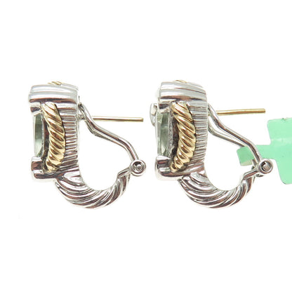 DANWAK 18K Gold Sterling 18-Diamond 0.11ct 2-Amethyst 3.77ct Omega Back Earrings