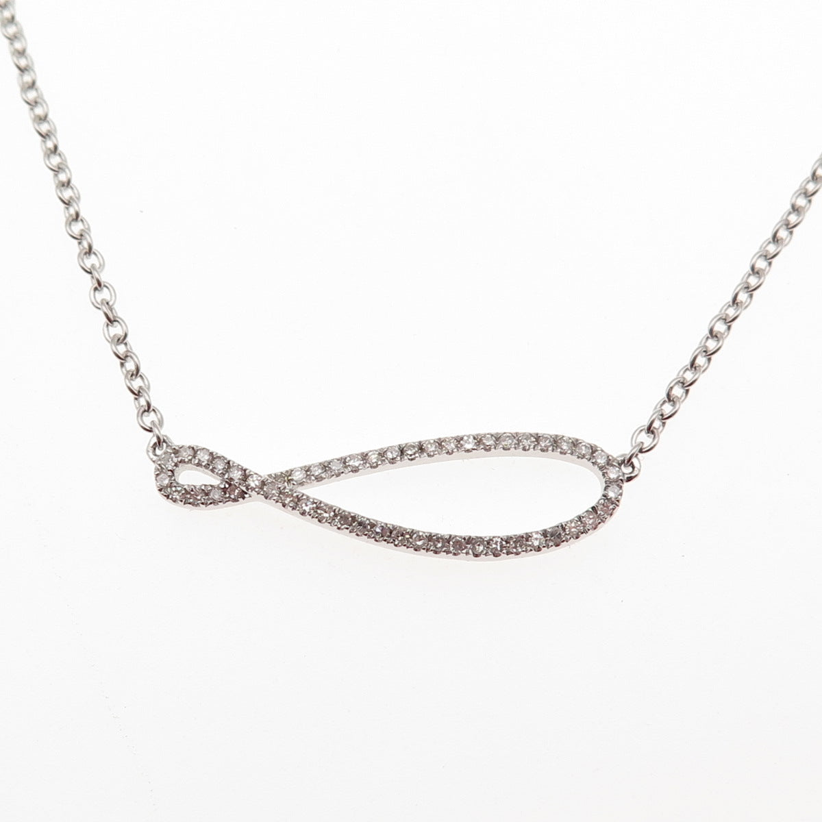 CID Clyde Duneier Sterling Silver Real Diamond Infinity Cable Chain Necklace 18"