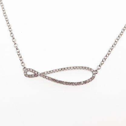 CID Clyde Duneier Sterling Silver Real Diamond Infinity Cable Chain Necklace 18"