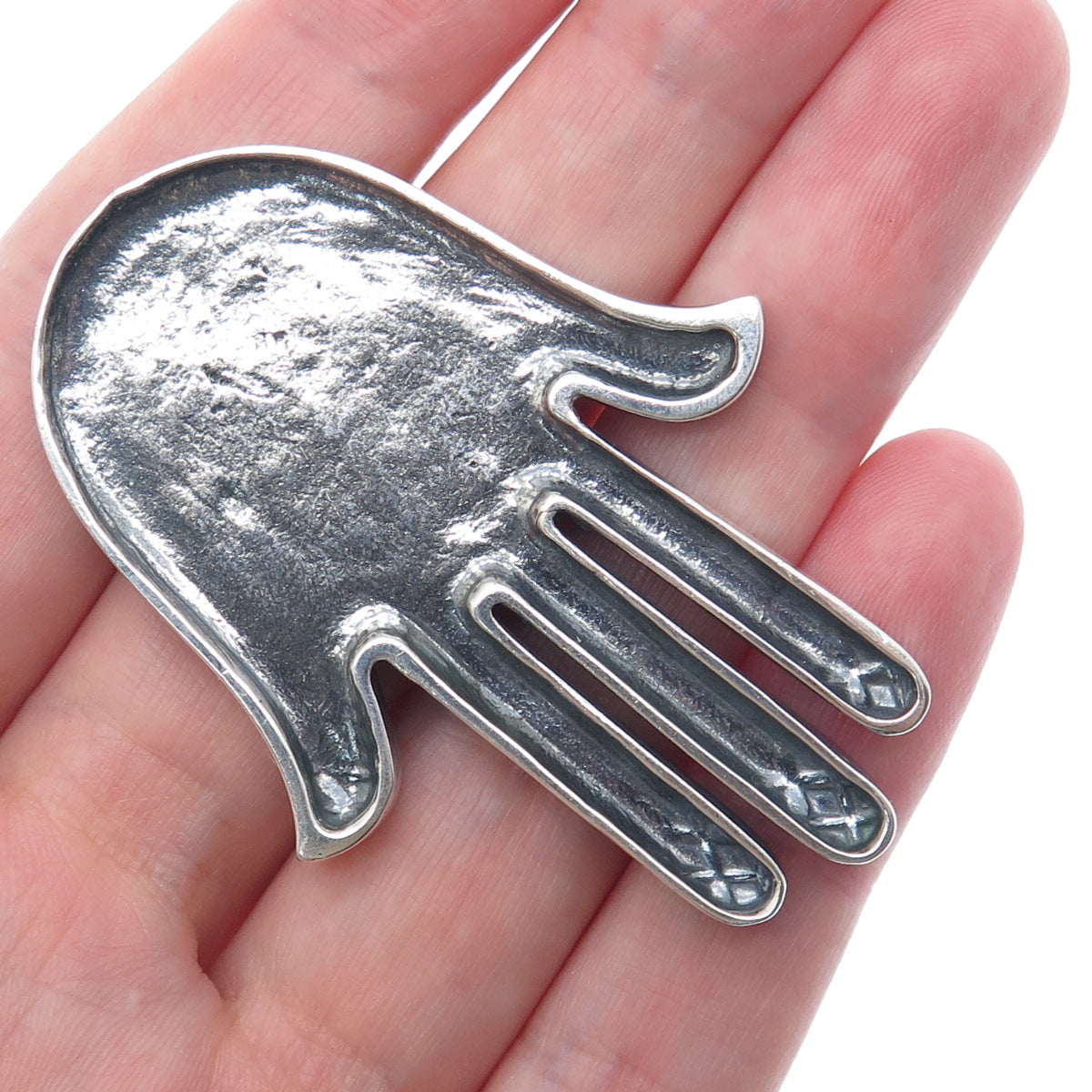 925 Sterling Silver Vintage Star of David Hamsa Oxidized Amulet