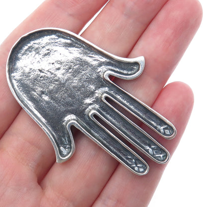 925 Sterling Silver Vintage Star of David Hamsa Oxidized Amulet
