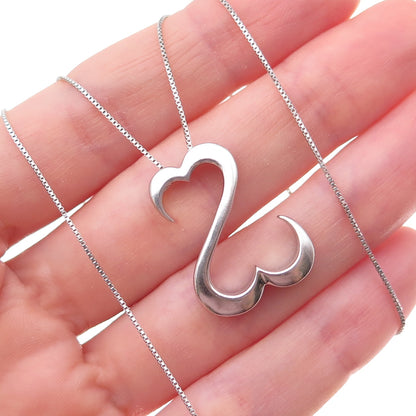 925 Sterling Silver Open Heart Box Chain Necklace 18"