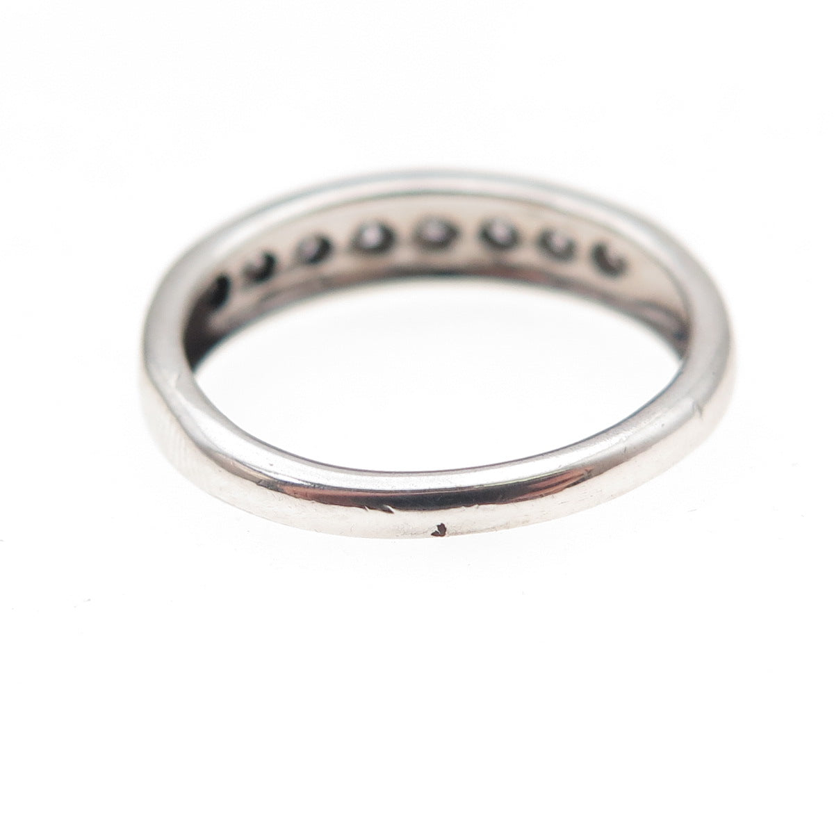 925 Sterling Silver Real Round-Cut Diamond Half Eternity Band Ring Size 6.5