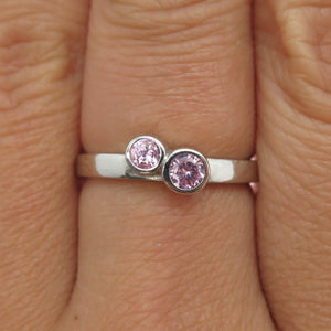 925 Sterling Silver Round-Cut Lavender C Z Ring Size 7