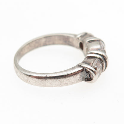 925 Sterling Silver Vintage Round-Cut C Z Oxidized Promise Ring Size 7