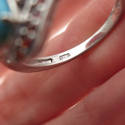 Chuck Clemency Sterling Silver Real Turquoise Tanzanite & Garnet Ring Size 8.25