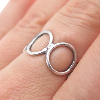 925 Sterling Silver Vintage Circle Link Oxidized Ring Size 6.5