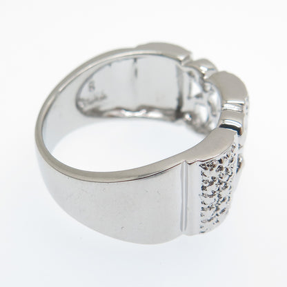 925 Sterling Silver Real Diamond Accent Ornate Ring Size 8.25