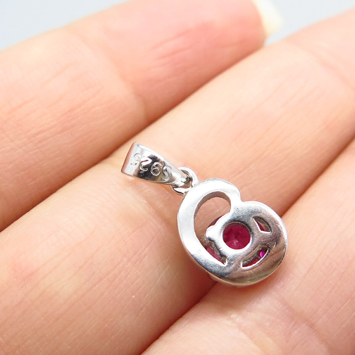 925 Sterling Silver White & Pink C Z Pendant